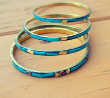Handmade Turquoise Stacking Bangle – Nepali Tibetan Silver Cuff (5 Piece Set)