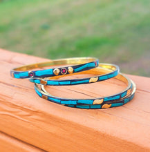 Handmade Turquoise Stacking Bangle – Nepali Tibetan Silver Cuff (5 Piece Set)