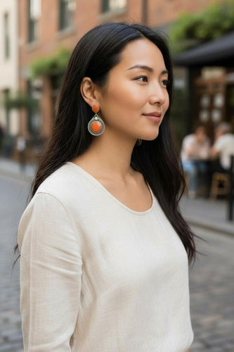 Orange Coral Afghan Earrings – Vintage Tribal Jewelry
