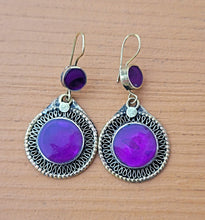 Sterling Silver Purple Stone Dangle Earrings – Handcrafted Ethnic Jhumka