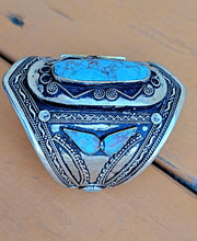 Vintage Afghan Turquoise Cuff Bracelet – Tribal Bohemian Jewelry