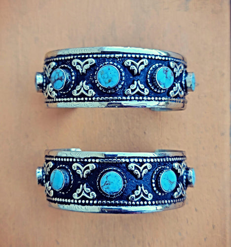 Turquoise Adjustable Cuff Bracelet – Tribal Bohemian Jewelry
