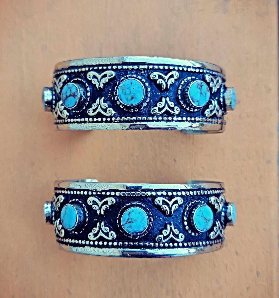 Turquoise Adjustable Cuff Bracelet – Tribal Bohemian Jewelry