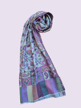 Handwoven Cashmere Scarf – White Jamawar Border, Winter Shawl