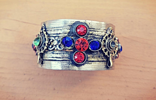Vintage German Silver Cuff Bracelet: Afghan Tribal Boho Jewelry
