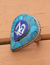 Tibetan Ring Turquoise & Coral -Ring.Tibetan Jewelry.Jewelry from Nepal.One of a kinf Rings.Turquoise stone rings.Coral Ring.Silver