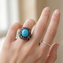 Turquoise  ring- Afghan Silver Ring.  Nomadic Ring. vintage jewelry. Gypsy Ring. Bohemian Ring.Afghani jewelry- Turquoise dome ring