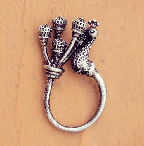 Tea cup ring- statement Ring- Indian Jewelry- silver ring- Bohemian Ethnic ring- Tribal jewelry- Gypsy ring- Blue stone ring-