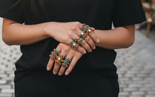 Turquoise stacking rings- Knuckle Tribal Bohemian Jewelry.