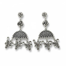 Silver drop earring- Ethnic indian earring- Rose Floral earring- indian jewelry