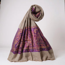 Pashmina shawl-  Handwoven Pure Cashmere Scarf-  Brown Purple Wrap