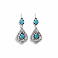 turquoise Jhumka earrings -Afghan silver Dangle Earrings: Kuchi  Traditional Handmade Bellydance