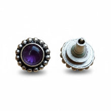 Jhumka earrings Purple Onyx Stud Earrings: Afghan Silver Coin, Boho Jewelry