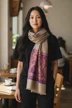 Pashmina shawl-  Handwoven Pure Cashmere Scarf-  Brown Purple Wrap