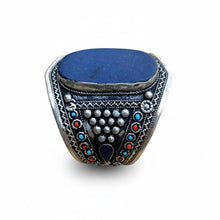 Lapis Bracelet Turquoise | Tribal Cuff Silver | Afghan Blue Stone Bangle | Ethnic Jewelry