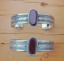 Carnelian Cuff | Afghan Tribal Silver Jewelry | Maroon stone bracelet