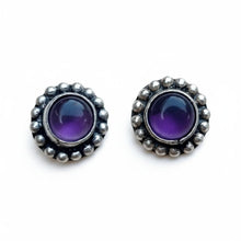 Jhumka earrings Purple Onyx Stud Earrings: Afghan Silver Coin, Boho Jewelry