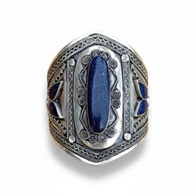 Vintage Lapis Lazuli Cuff Bracelet – Turkmen Tribal Jewelry
