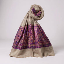 Pashmina shawl-  Handwoven Pure Cashmere Scarf-  Brown Purple Wrap