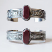 Carnelian Cuff | Afghan Tribal Silver Jewelry | Maroon stone bracelet