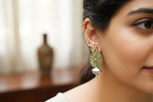 Jhumka earrings-Large silver Indian Earrings: Gold Tone Engraved Boho Jewelry