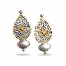 Jhumka earrings-Large silver Indian Earrings: Gold Tone Engraved Boho Jewelry
