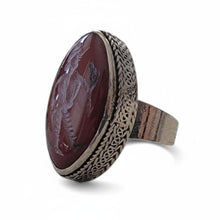Aqeeq ring- Yemeni Aqiq Tribal Ring- Antique Red Carnelian ring-