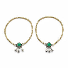 Gold Anklets – Green onyx anklet- Tribal Foot Jewelry