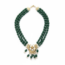 Crescent Necklace: Layered necklace- Beaded jewelry-long green Jade necklace