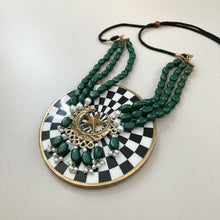 Crescent Necklace: Layered necklace- Beaded jewelry-long green Jade necklace