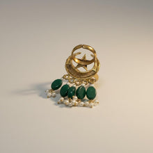 Chand Tara ring- Green Jade jewelry- pearl ring-  gold ring- cocktail ring