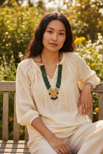 Crescent Necklace: Layered necklace- Beaded jewelry-long green Jade necklace