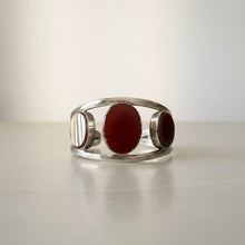 Vintage Maroon aqeeq cuff bracelet, Afghan kuchi jewelry- Carnelian stone