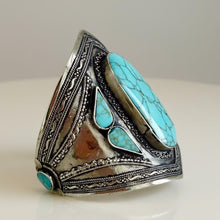 Afghan Turquoise bracelet - Silver Cuff- Pakistani jewelry- Indian bangles