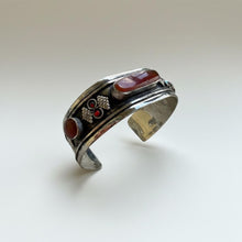 Carnelian cuff bracelet- Aqeeq Jewelry- Maroon Aqiq Stone - Adjustable