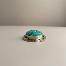 Handcrafted turquoise pendant- Engraved green malachite pendant necklace- signet pendant