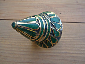 Hand Painted Dome Ring: Afghan Tribal Boho Statement Ring, Size 9