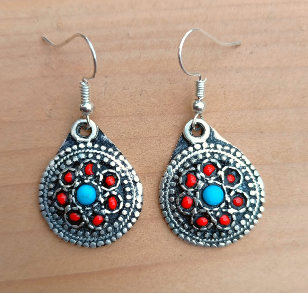 Dangle earrings- Afghan earring- Kuchi earrings- Bedouin earrings- Afghan jewelry- Turquoise earring- Gifts for her- Boho earring- Dangle