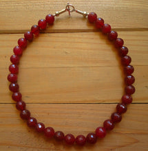 Glass Ruby beaded necklace- Red Ruby strand- Statement necklace- Afghan jewelry- Stone jewelry- Carnelian stone necklace