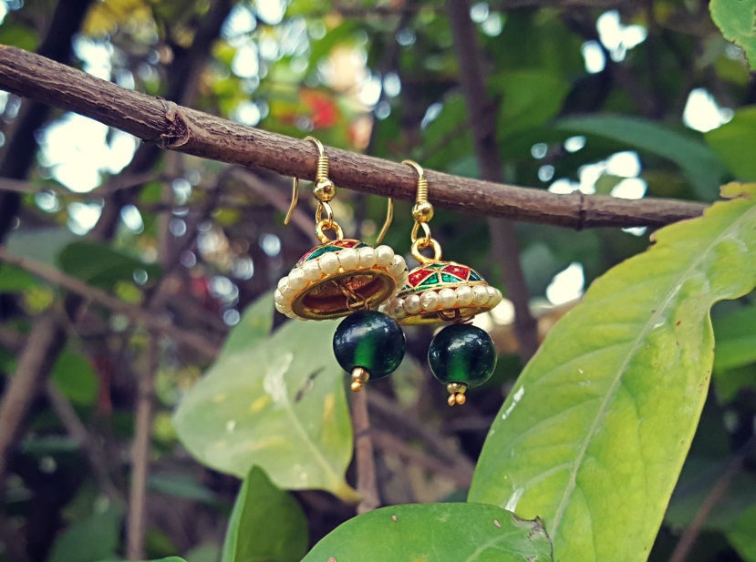 Indian meena kari earrings-Meena Earrings- Indian earrings- Dangle earrings- Tribal Gypsy Earrings- Boho earrings- Jewelry- Bohemian jewelry