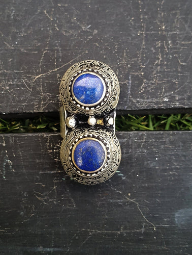 FREE Shipping Vintage Lapis ring.Tribal Ethnic Jewelry.Yemeni Bedouin Ring. Stone Ring.Lapis Lazuli Stone Ring. Statement Ring.Afghan rings