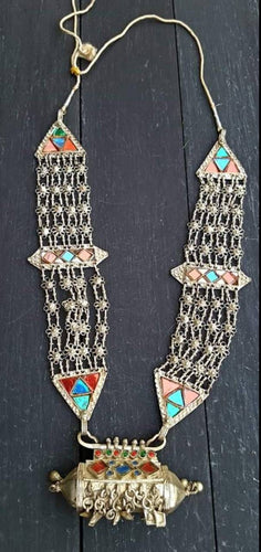 Silver Yemeni Bedouin Tribal Jewelry - Large Prayer Box Amulet Necklace- ethnic silver beads, tribal bedouin necklace, tribal jewelry