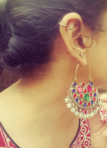 Statement earrings- Hoop earrings- Afghan earring- Kuchi earring-bohemian earring- Ethnic earring.Tribal hoop.Bedouin Jewelry. Kuchi jewelry