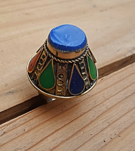 Turquoise ring- Afghani Tribal  Ring. Turquoise Tribal Ring- Afghan Turquoise Antelope ring- Turquoise ring- statement ring- Afghan ring