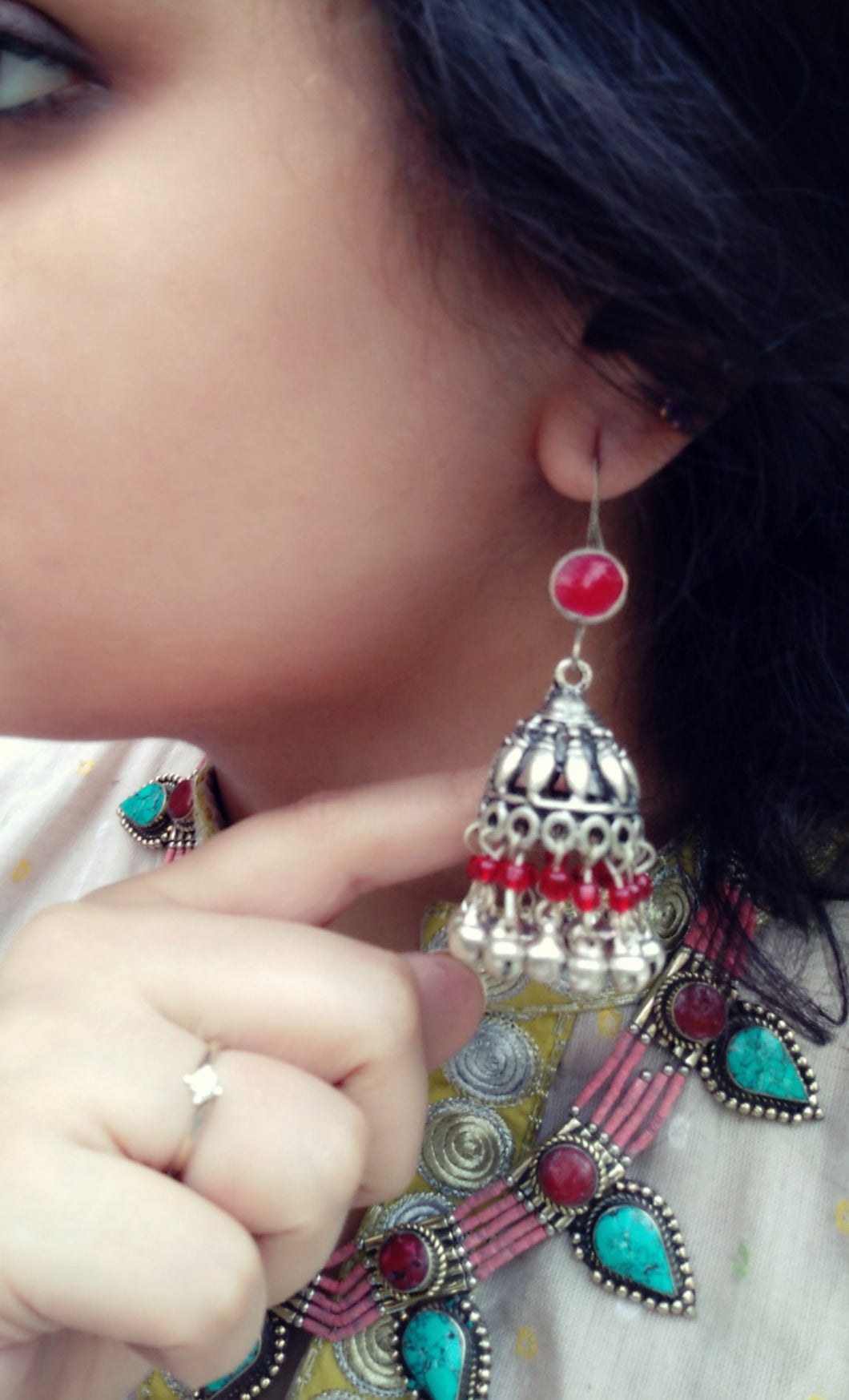 Crescent earrings- Half moon earrings-  Tribal Hoop earrings- Bohemian jewelry- Gypsy jewelry- Tribal earrings- Dangle earrings- Half moon
