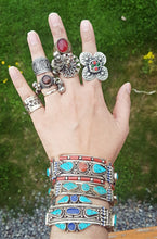 Silver Statement ring- Boho ring- Flower ring- kuchi ring- .Gypsy women's ring.Nomadic Gypsy Stone ring. Flower Ring.Afghan Kuchi jewelry