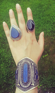 Vintage Black onyx ring. Silver Jewelry. Silver Onyx ring. Boho  Hippie ring- Nomadic Ethnic Gypsy Tribal Jewelry.Kuchi Tribal