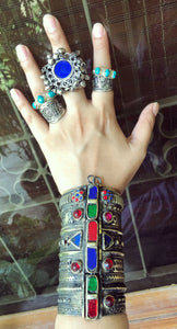 Kuchi ring- Pakistani Ring- Pakistani Jewelry- Ghunghro ring- Bohemian Ethnic ring- Tribal jewelry- Gypsy ring- Blue stone ring-