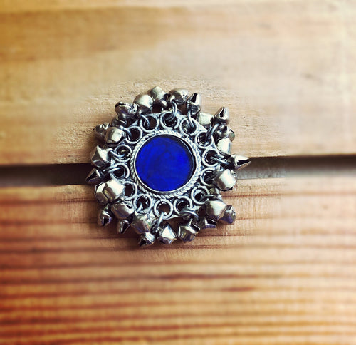 Kuchi ring- Pakistani Ring- Pakistani Jewelry- Ghunghro ring- Bohemian Ethnic ring- Tribal jewelry- Gypsy ring- Blue stone ring-
