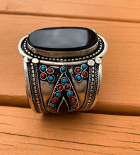Black is beautiful- Silver Cuff bracelet- Turquoise cuff bracelet- boho cuff bracelet- Afghan cuff bracelet- Afghan jewelry- Zamarut Jewel
